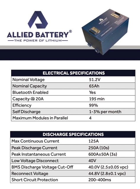 48v 65ah allied lithium battery, golf cart lithium battery, allied lithium batteries